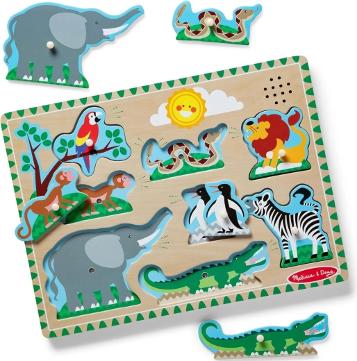 Melissa & Doug koka skaņu puzle “Zoodārza dzīvnieki”