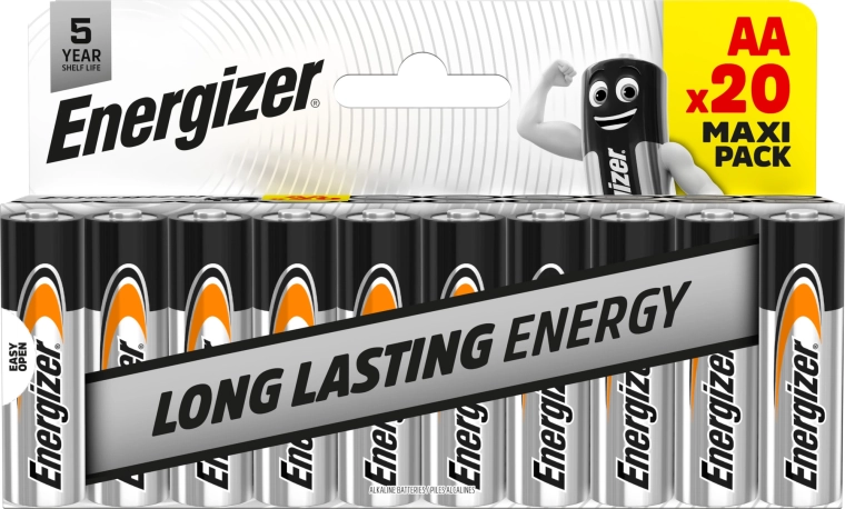 Energizer Everyday AA sārma baterijas 1,5 V – iepakojums 20 gab.