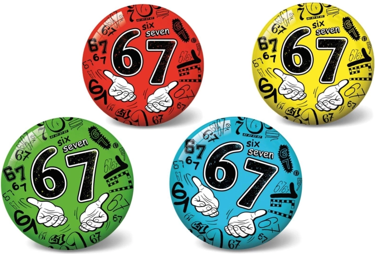 Piepūšama bumba 23 cm – numurs 67, Six Seven motīvs, 4 krāsas