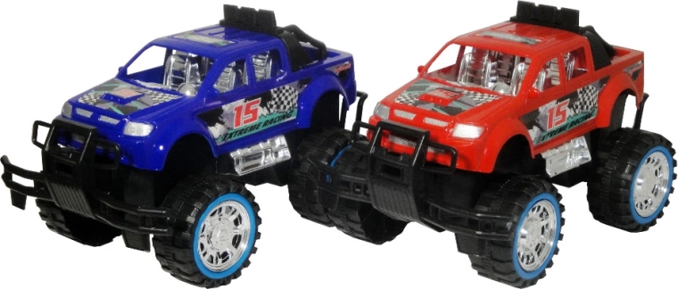 Off-road car with friction pull-back drive