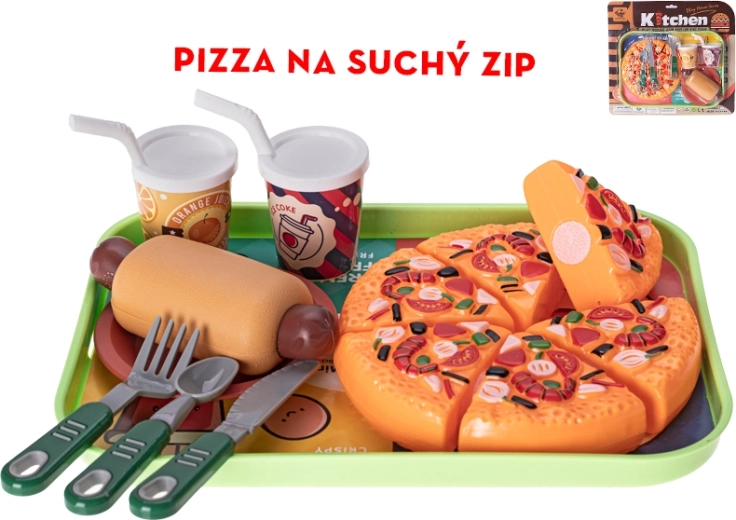 Kids fast food set with Velcro pizza and hot dog