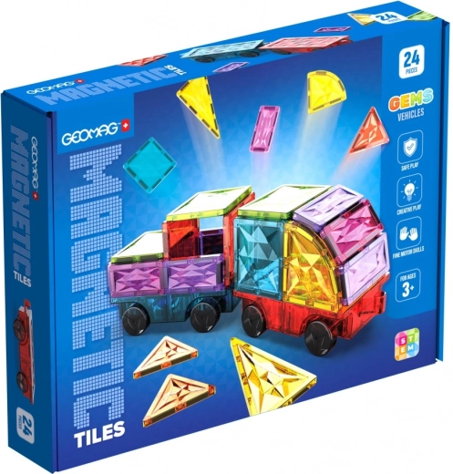 Geomag magnētiskās flīzes Auto – magnētiska konstruktors ar riteņiem