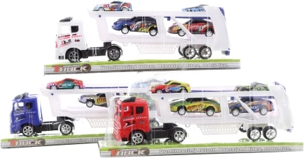 Kravas auto ar sacīkšu automašīnām, 3 krāsas