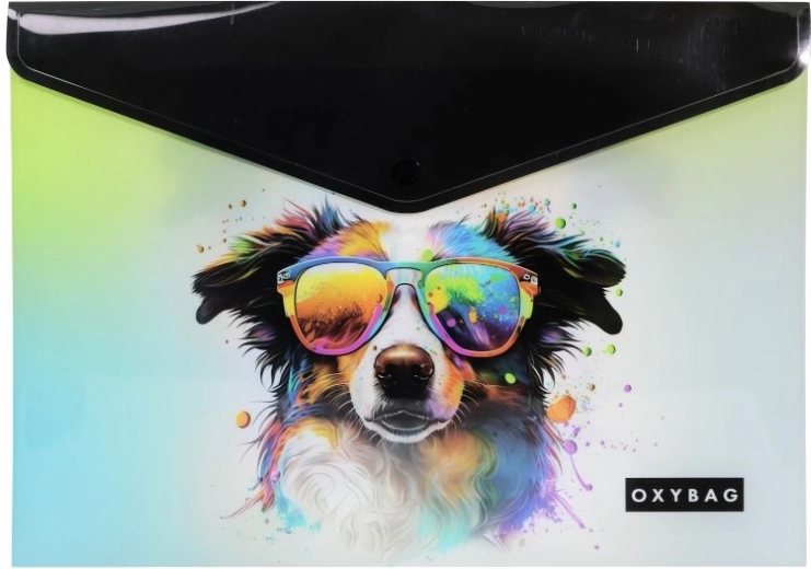 Oxybag dokumentu mape ar spiedpogu A4 Crazy Animals – suns