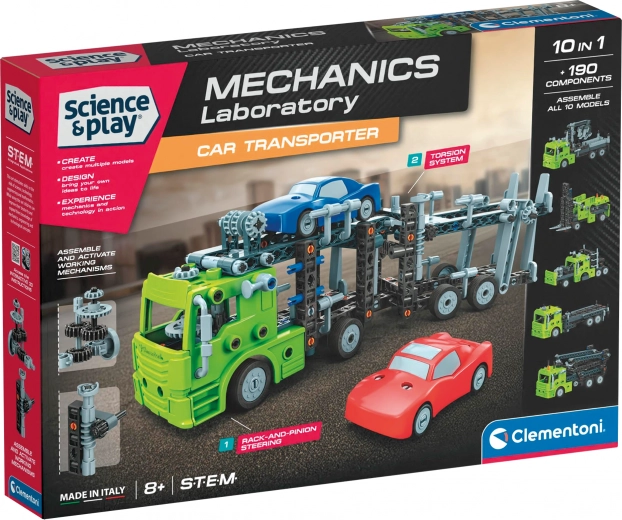 Clementoni Science & Play mehānikas laboratorija – automašīnu pārvadātājs 10 vienā