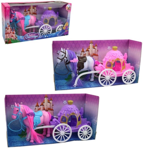 Kariete princesei ar zirgu 34 cm, 2 krāsu varianti – 1 gab.
