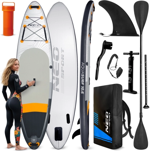 Neo-Sport Aquasurf 10’6 piepūšams airu dēlis (SUP) 320 × 84 × 15 cm – komplekts ar piederumiem