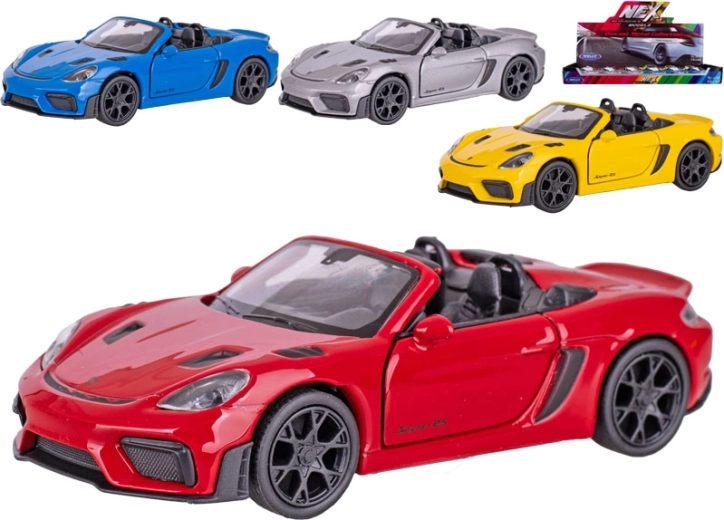 Welly Porsche 718 Spyder RS metāla auto modelis ar atvilkšanas (pull-back) mehānismu 12 cm