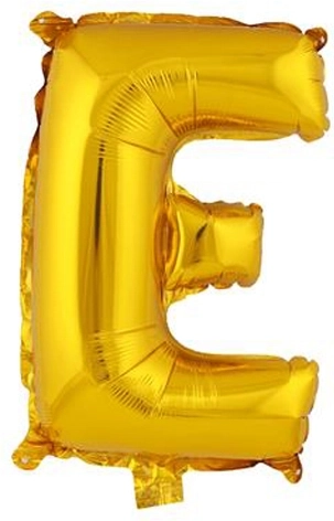 Folijas balons burts E 30 cm zelta krāsā