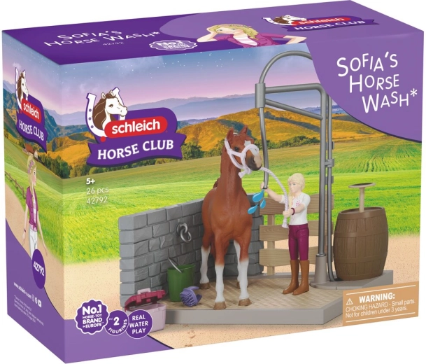 Sofijas zirgu mazgāšanas bokss SCHLEICH Horse Club ar funkcionējošu dušu