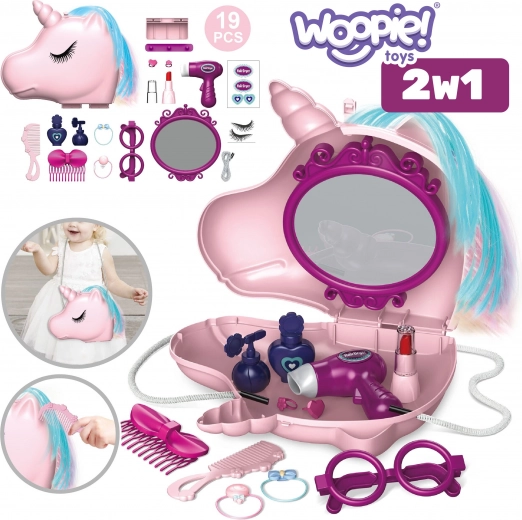 Kids’ vanity 2-in-1 beauty salon in a handbag unicorn woopie
