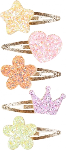 Hair Clips for Children Carolina - Gold with Decorations, 5 pcs