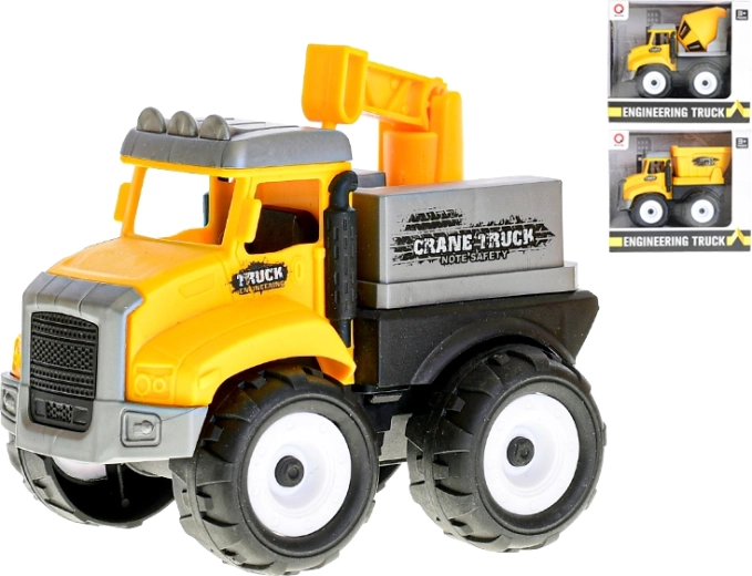 Friction-powered construction vehicle – cement mixer, dump truck, or crane