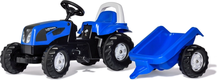 Rolly Kid Landini Pedal Tractor with Trailer, Blue