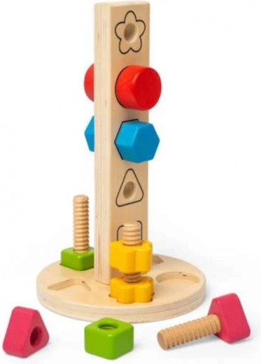 Bigjigs Toys koka skrūvējamais tornis ar formām