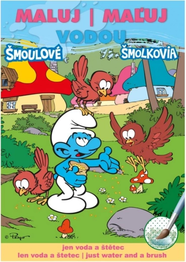 Krāsojamā grāmatiņa “Krāso ar ūdeni” A5 – Smurfi 15 × 21 cm