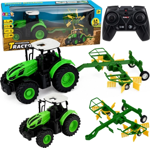 RC lauksaimniecības traktors ar grābekli 1:24, 2.4 GHz, LED gaismas
