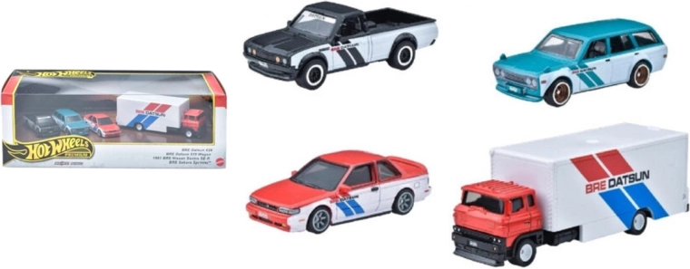 Hot Wheels premium komplekts ar 4 mašīnītēm BRE Datsun