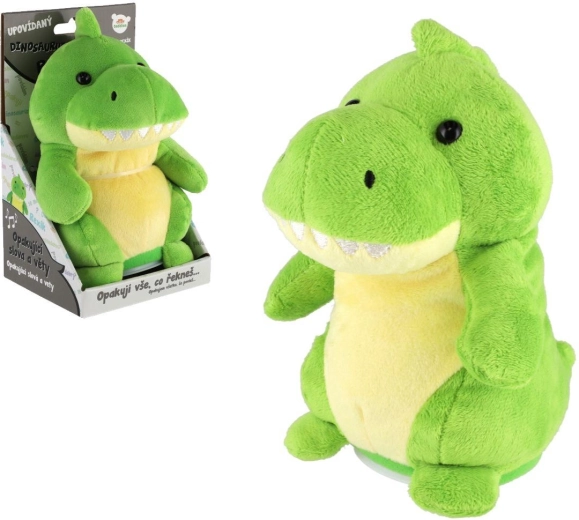 Plīša dinozaurs Reksiņš, kas atkārto frāzes, 18 cm ar skaņu