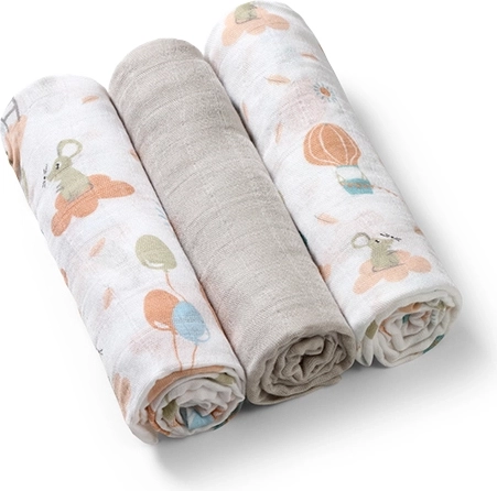 BabyOno bambusa autiņbiksītes 70 × 70 cm, 3 gab. – pelēks mikss
