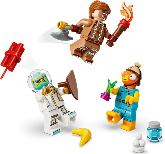 Trīs LEGO Fortnite minifigūriņas