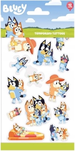 Washable children’s tattoos Bluey – set of 12 pcs