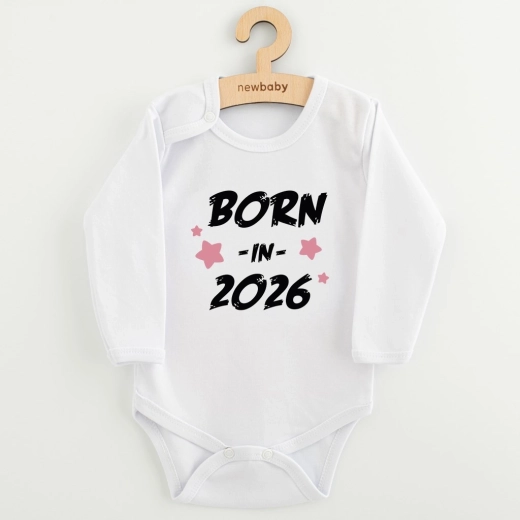 Bērnu bodijs ar apdruku New Baby Born in 2026, rozā