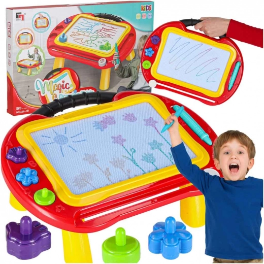 Magnetic 2-in-1 Drawing Board with Magic Slate, Table and Stamps