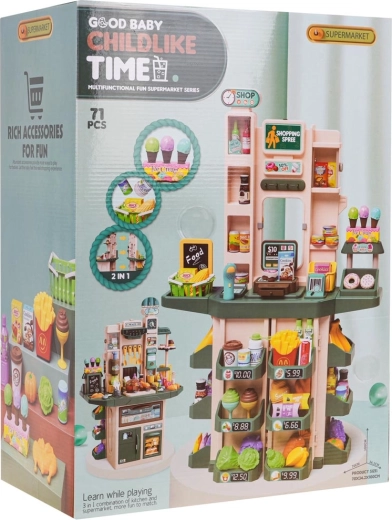 Bērnu lielveikals ar gaismas un skaņas funkcijām + piederumi