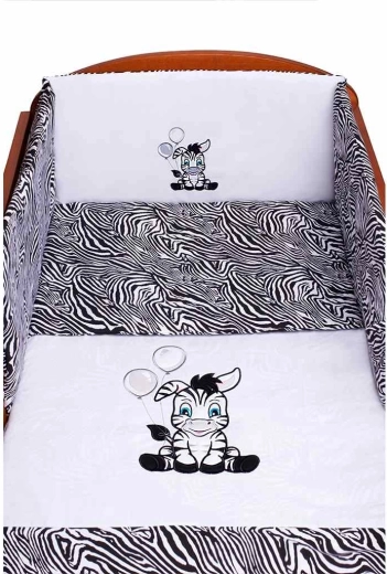 3 daļīga bērnu gultas veļas komplekts gultiņai New Baby Zebra, balti–melns 100 × 135 cm