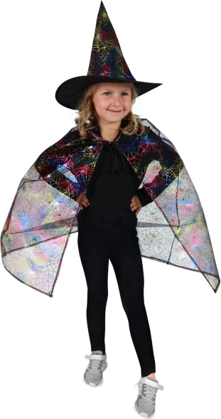 Kids' Witch Costume with Spiderweb Cape and Hat