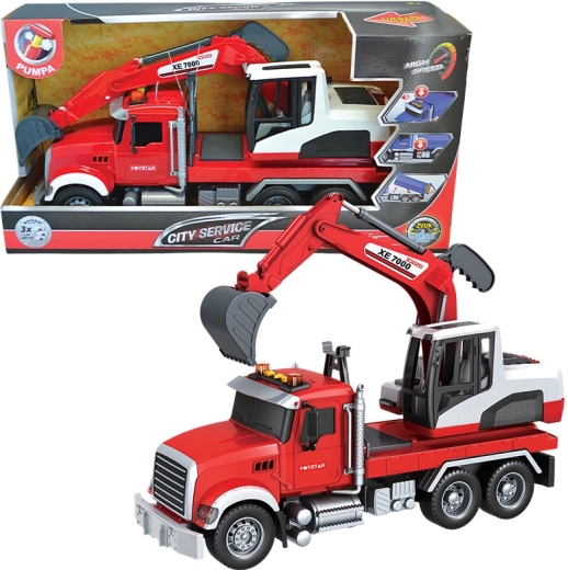 City Service Car dump truck with excavator in 1:12 scale