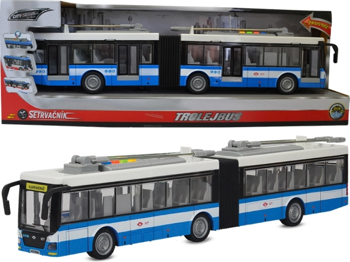 Locītais trolejbuss 1:16 zilā–baltā krāsā