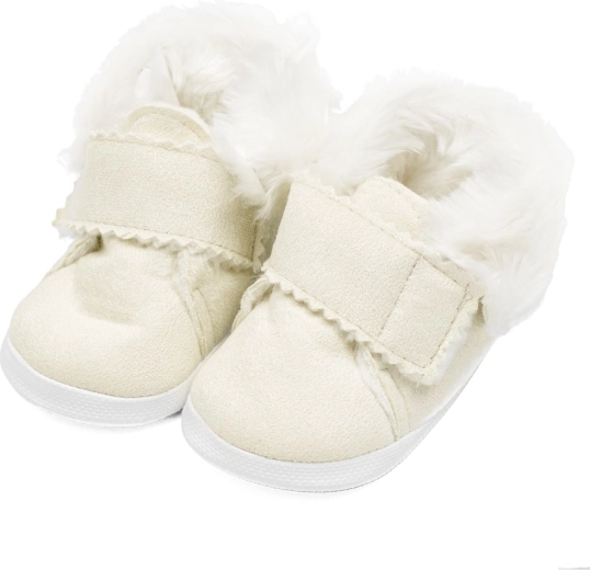 NEW BABY winter suede booties for babies, beige, 0–3 months