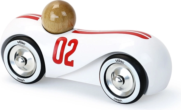Vilac koka sacīkšu auto Streamline vintage baltā krāsā