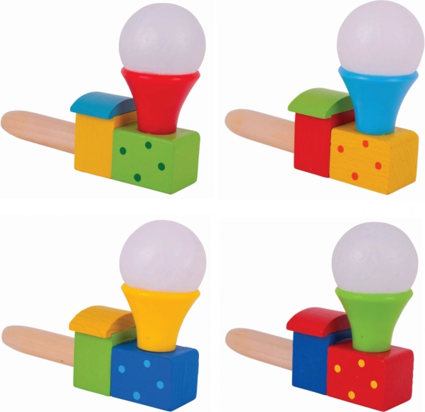 Pūšama koka lokomotīve ar baloniņu BIGJIGS TOYS