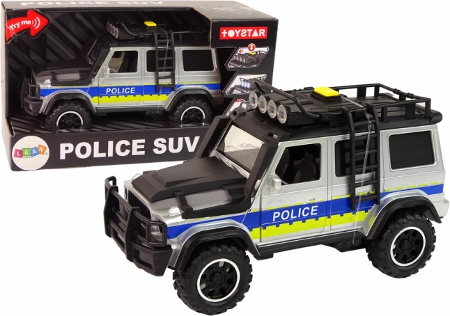 Policijas apvidus auto 1:14 ar berzes piedziņu, gaismām un skaņām