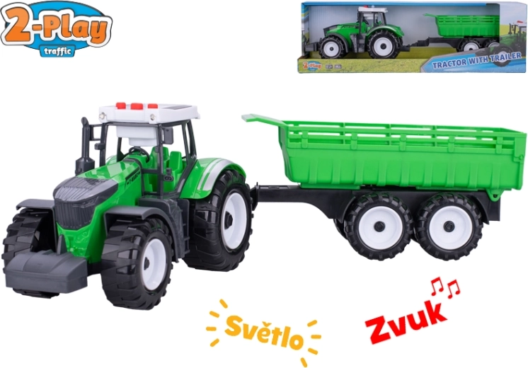 2-Play traktors ar piekabi ar gaismām un skaņām, inerces piedziņa, 45 cm
