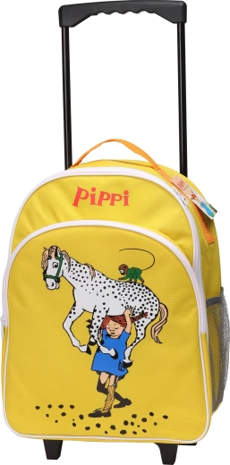 Bērnu ceļojumu koferis uz riteņiem Pippi, dzeltens