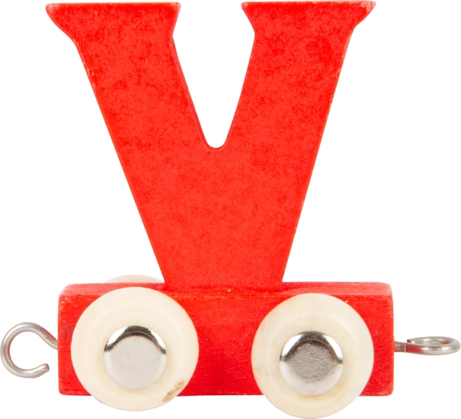 Small foot wooden train – letter V, colorful wagon