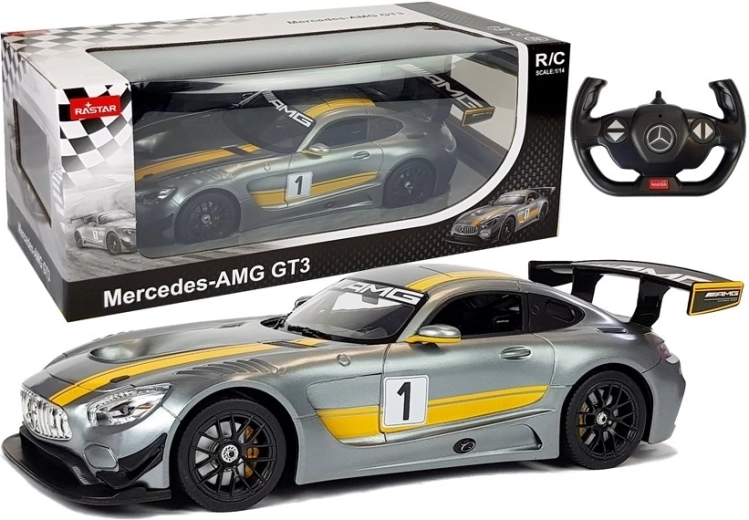 R/C auto Mercedes-AMG GT3 Rastar 1:14 pelēks ar tālvadības pulti