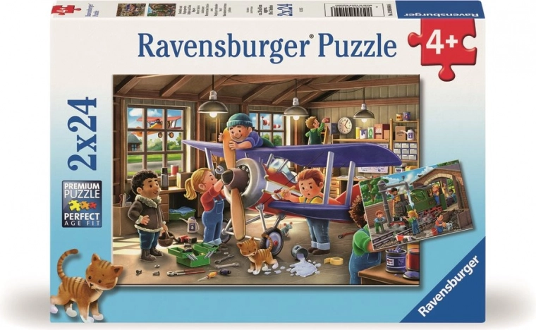 Ravensburger puzzle Become an Aircraft and Train Mechanic 2x24 pieces