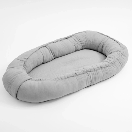 New Baby muslin baby nest, light grey