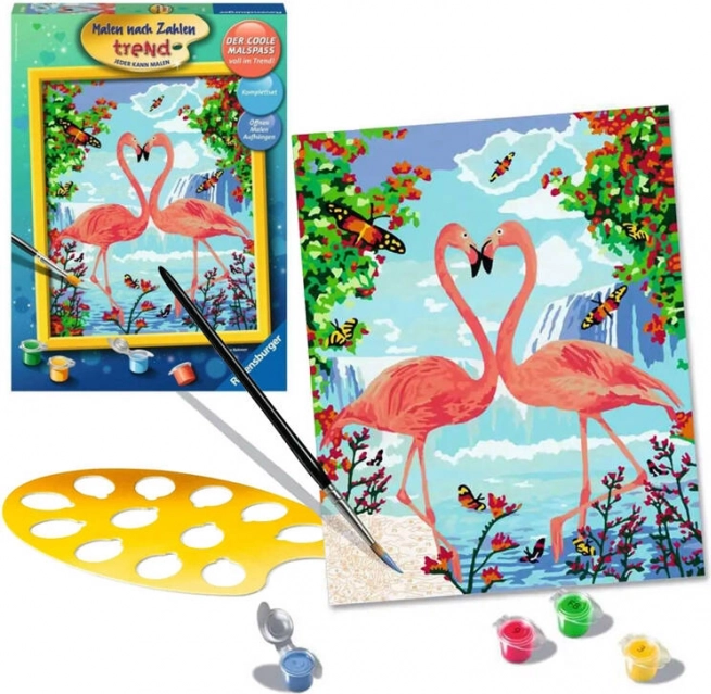 Gleznošana pēc skaitļiem – Iemīlējušies flamingo