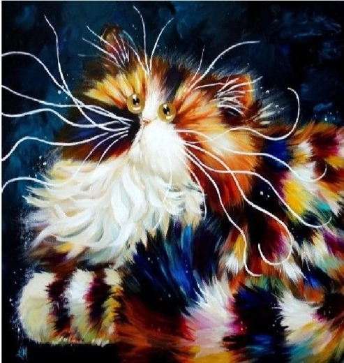 Diamond Painting Fluffy Cat 30 × 40 cm
