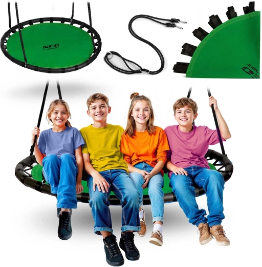 Apaļas piekaramās šūpoles “stārķa ligzda” NEO-SPORT Swingo 120 cm
