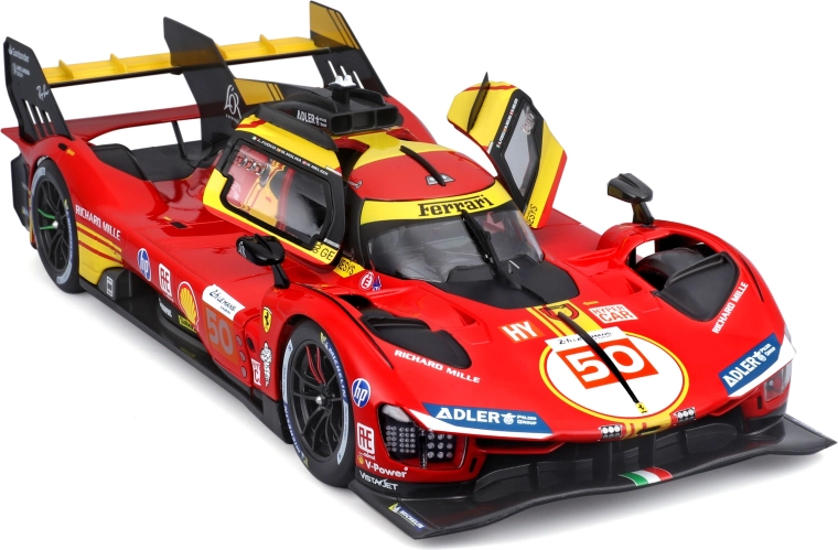 Metāla modelis Bburago 1:18 Ferrari 499P Nr. 50 – 24H Le Mans 2024 uzvarētājs