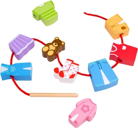 Bigjigs Toys apģērbu krellīšu vēršanas komplekts