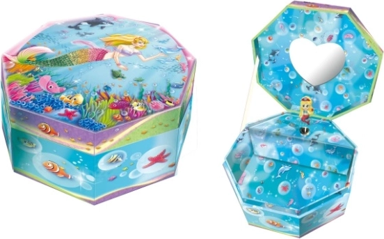 PECOWARE octagonal musical jewelry box with a mermaid