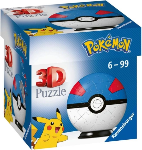 Ravensburger 3D puzle Pokémon Great Ball – 54 detaļas